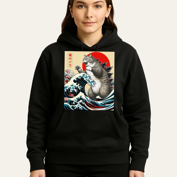 Vintage Catzilla Cat Monster Art Hoodie