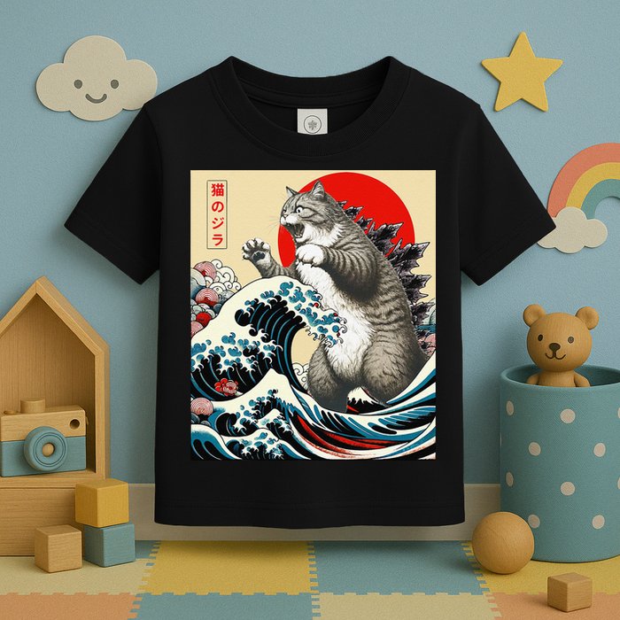 Vintage Catzilla Cat Monster Art Toddler T-Shirt