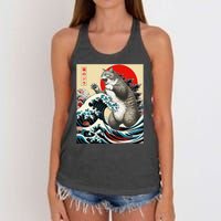 Vintage Catzilla Cat Monster Art Women's Knotted Racerback Tank