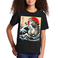 Vintage Catzilla Cat Monster Art Kids T-Shirt
