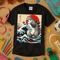 Vintage Catzilla Cat Monster Art Kids T-Shirt
