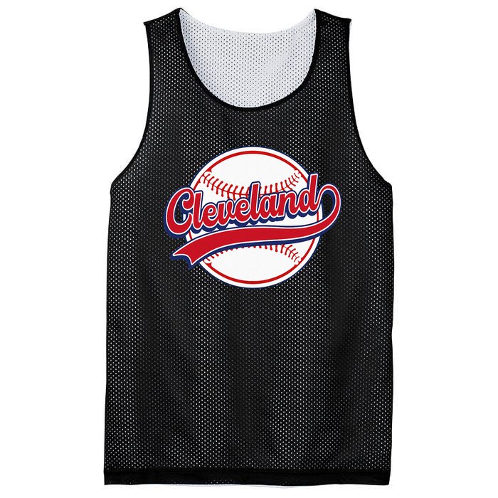 Vintage Cleveland Cityscape Baseball Lover Player And Fans Mesh Reversible Basketball Jersey Tank