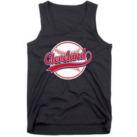 Vintage Cleveland Cityscape Baseball Lover Player And Fans Tank Top