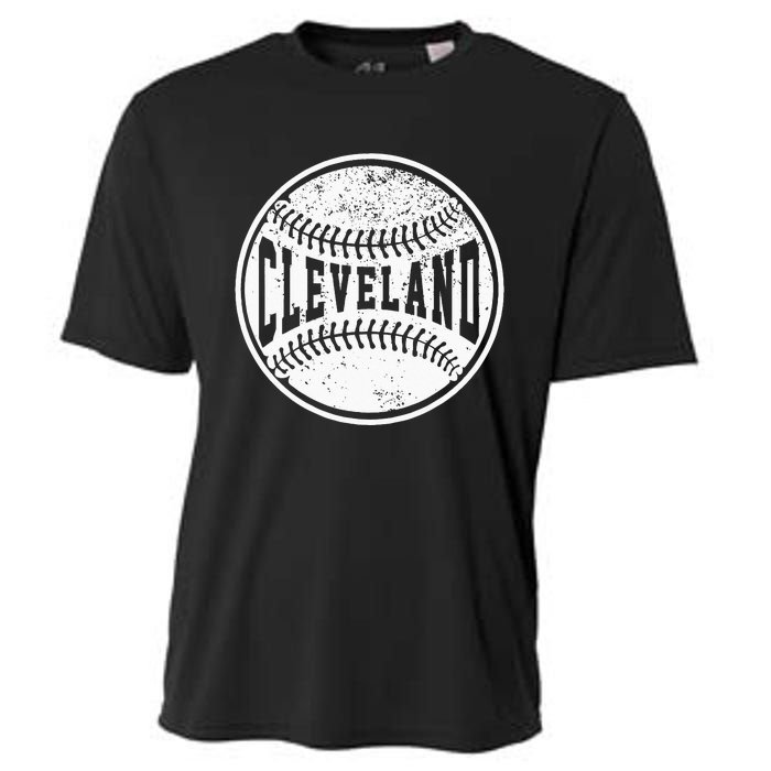 Vintage Cleveland Cityscape Baseball Lover Player And Fans Cooling Performance Crew T-Shirt