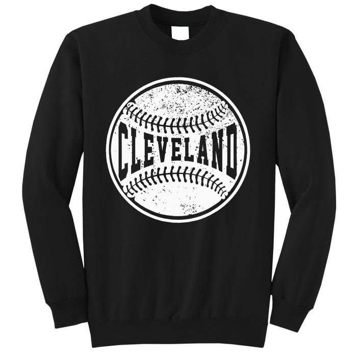 Vintage Cleveland Cityscape Baseball Lover Player And Fans Sweatshirt