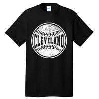 Vintage Cleveland Cityscape Baseball Lover Player And Fans Tall T-Shirt