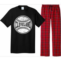 Vintage Cleveland Cityscape Baseball Lover Player And Fans Pajama Set