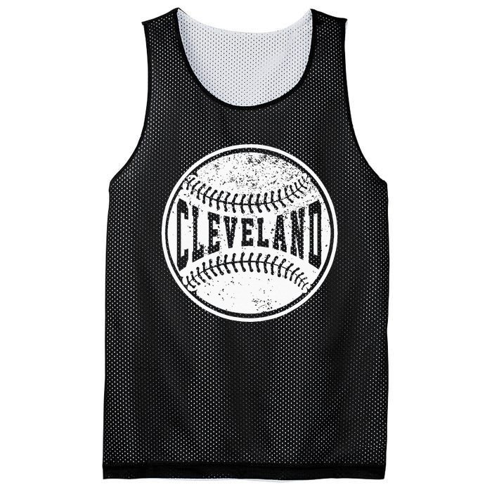 Vintage Cleveland Cityscape Baseball Lover Player And Fans Mesh Reversible Basketball Jersey Tank