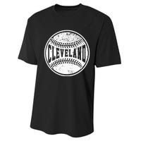 Vintage Cleveland Cityscape Baseball Lover Player And Fans Performance Sprint T-Shirt