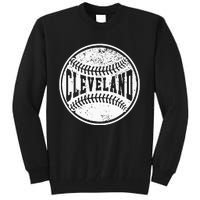 Vintage Cleveland Cityscape Baseball Lover Player And Fans Tall Sweatshirt