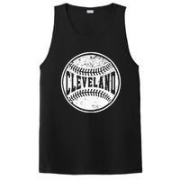 Vintage Cleveland Cityscape Baseball Lover Player And Fans PosiCharge Competitor Tank