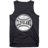 Vintage Cleveland Cityscape Baseball Lover Player And Fans Tank Top