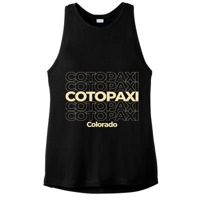 Vintage Cotopaxi Colorado Repeating Text Ladies PosiCharge Tri-Blend Wicking Tank