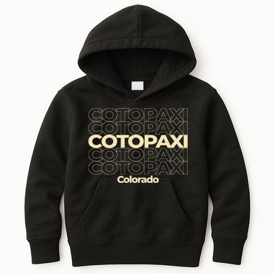Vintage Cotopaxi Colorado Repeating Text Kids Hoodie