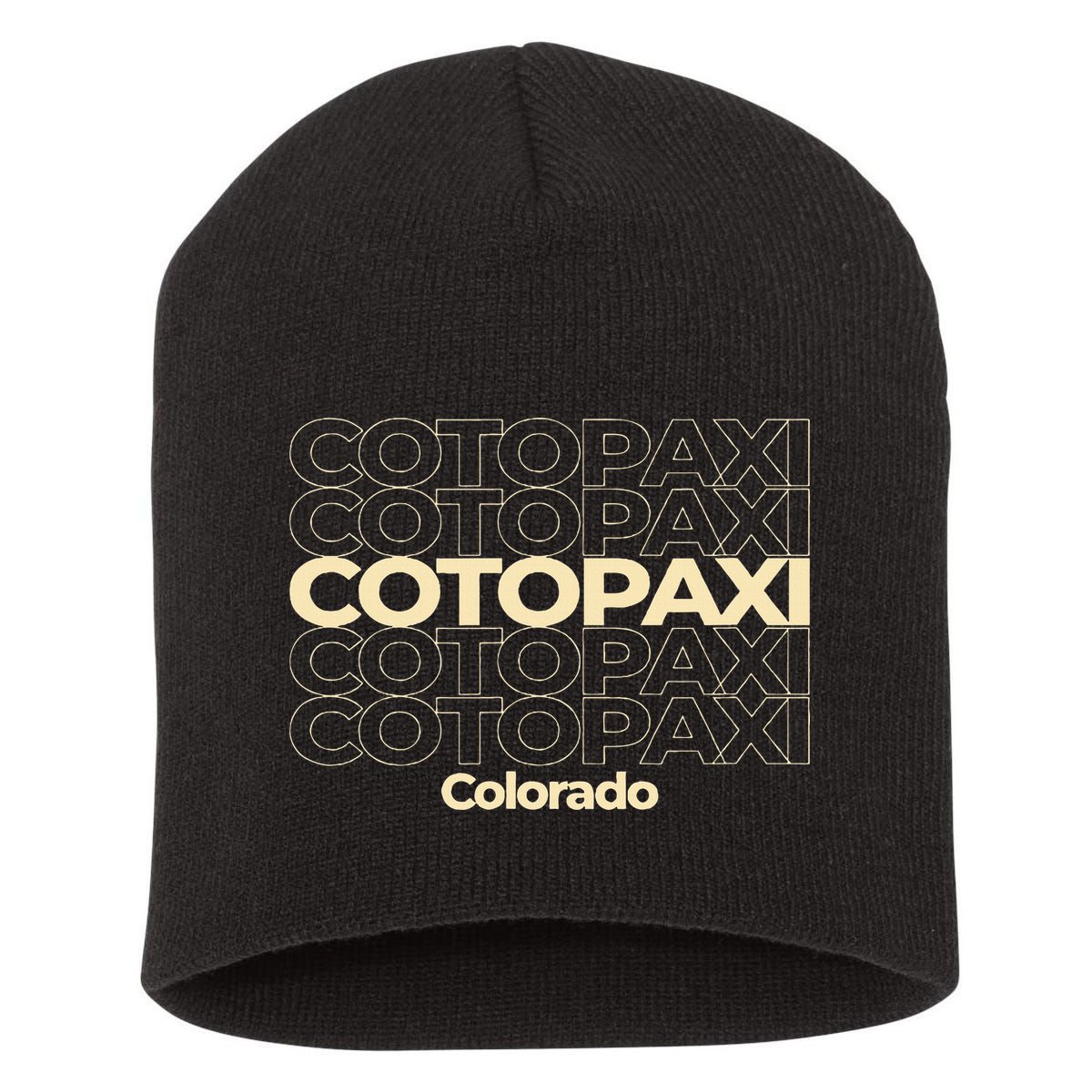 Vintage Cotopaxi Colorado Repeating Text Short Acrylic Beanie