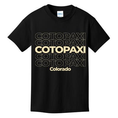 Vintage Cotopaxi Colorado Repeating Text Kids T-Shirt