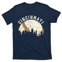 Vintage Cincinnati Cityscape Baseball Lover T-Shirt