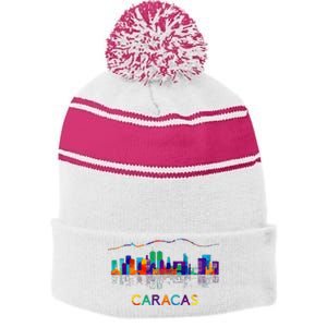 Venezuela Caracas City Arepas Pan Venezuelan Flag Avila Stripe Pom Pom Beanie