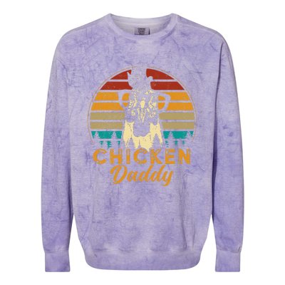 Vintage Chicken Daddy Chicken Dad Father Farmer Retro Colorblast Crewneck Sweatshirt