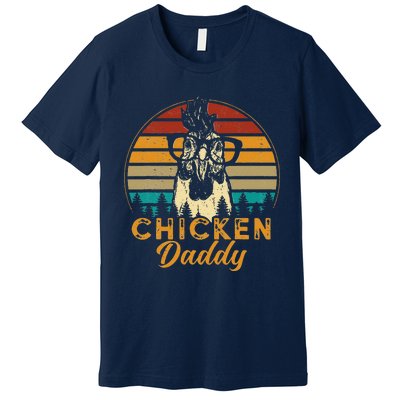 Vintage Chicken Daddy Chicken Dad Father Farmer Retro Premium T-Shirt