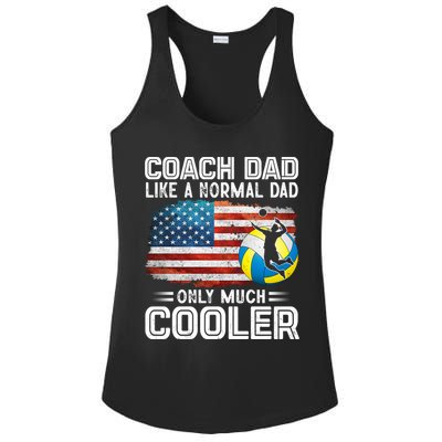 Volleyball Coach Dad Volleyball Players American Flag Gift Ladies PosiCharge Competitor Racerback Tank
