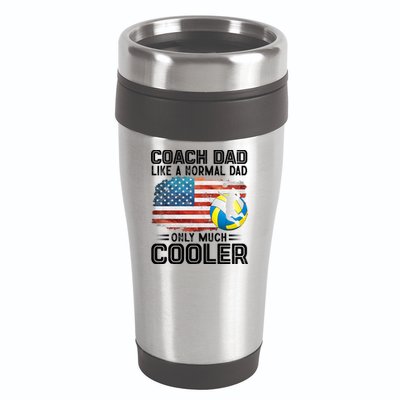 Volleyball Coach Dad Volleyball Players American Flag Gift 16oz Travel Tumbler