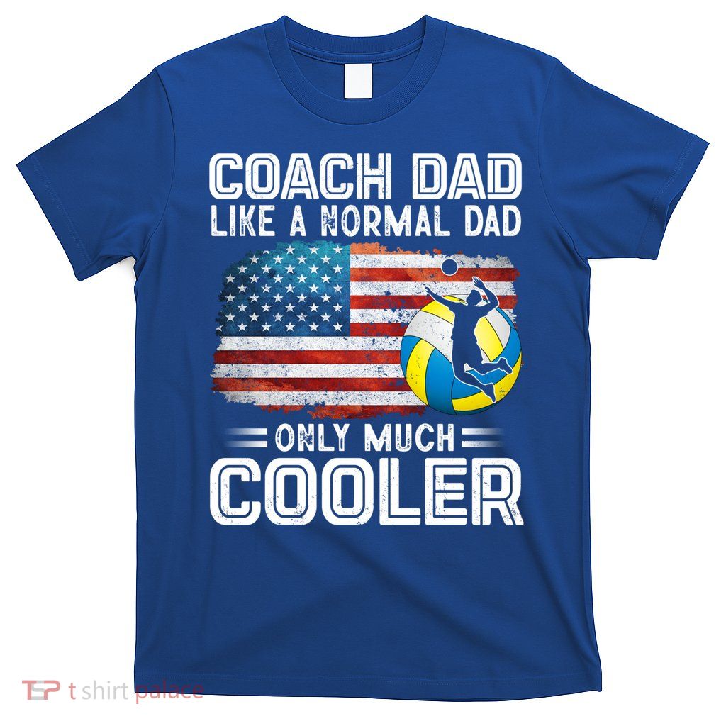 Volleyball Coach Dad Volleyball Players American Flag Gift T-Shirt