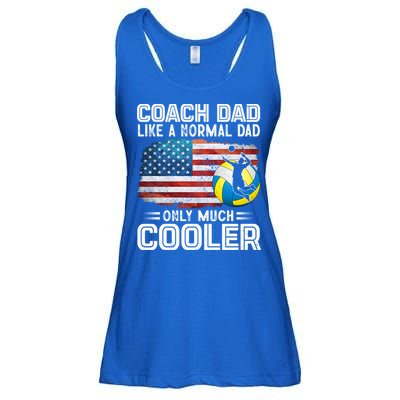 Volleyball Coach Dad Volleyball Players American Flag Gift Ladies Essential Flowy Tank