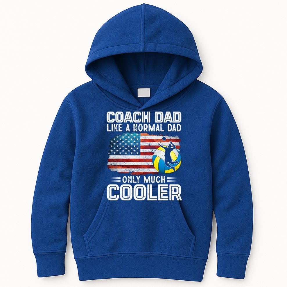 Volleyball Coach Dad Volleyball Players American Flag Gift Kids Hoodie