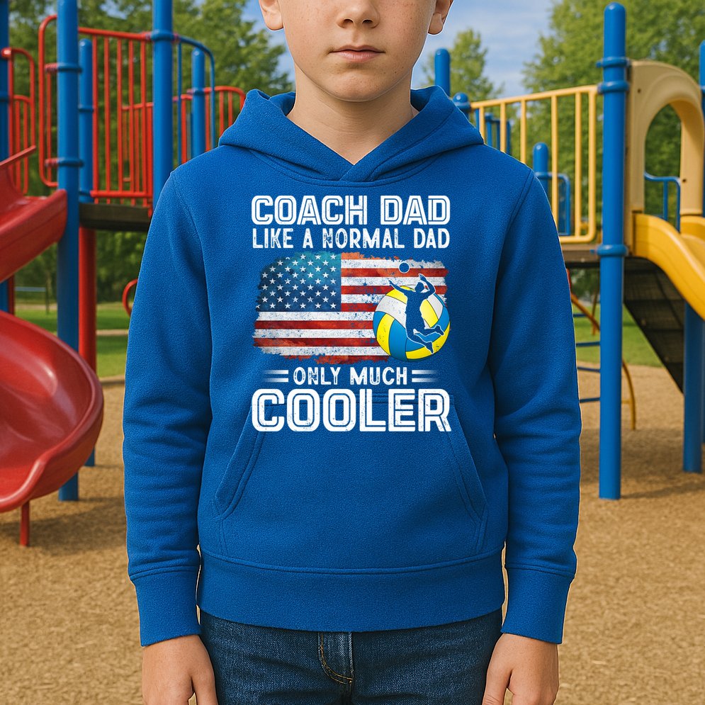 Volleyball Coach Dad Volleyball Players American Flag Gift Kids Hoodie