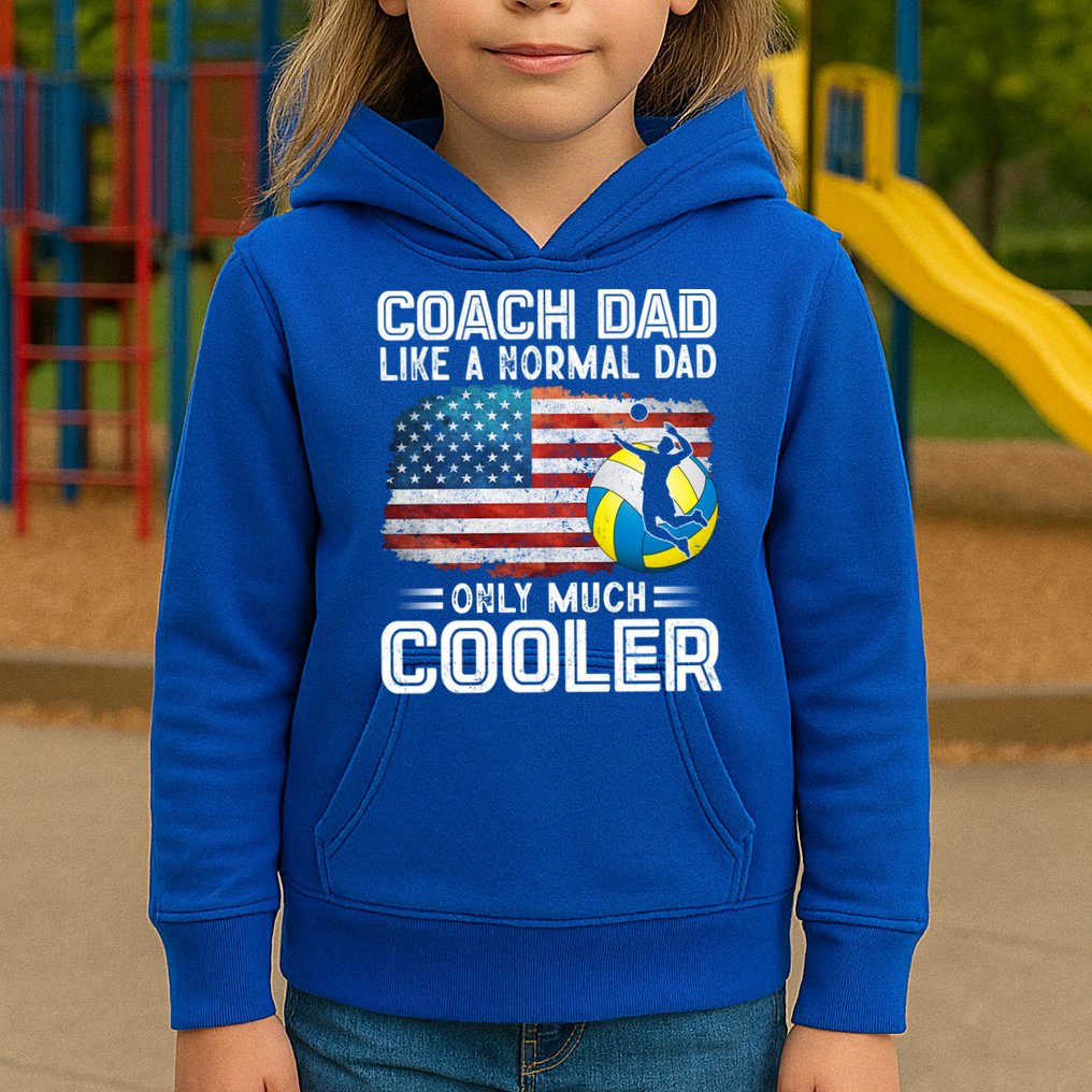 Volleyball Coach Dad Volleyball Players American Flag Gift Kids Hoodie