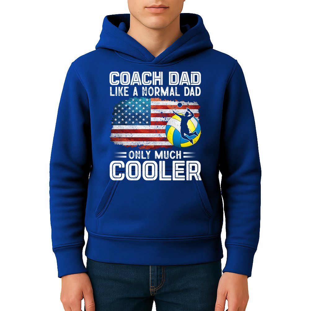 Volleyball Coach Dad Volleyball Players American Flag Gift Kids Hoodie