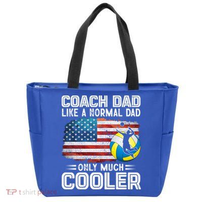 Volleyball Coach Dad Volleyball Players American Flag Gift Zip Tote Bag
