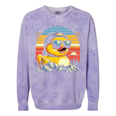 Vintage Cool Duck with Sunglasses & Mountain View  Colorblast Crewneck Sweatshirt