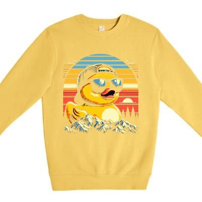 Vintage Cool Duck with Sunglasses & Mountain View  Premium Crewneck Sweatshirt