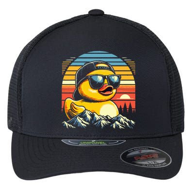 Vintage Cool Duck with Sunglasses & Mountain View  Flexfit Unipanel Trucker Cap