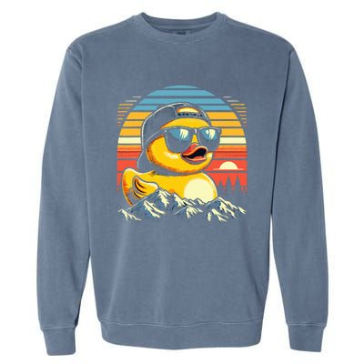 Vintage Cool Duck with Sunglasses & Mountain View  Garment-Dyed Sweatshirt