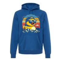 Vintage Cool Duck with Sunglasses & Mountain View  Premium Hoodie