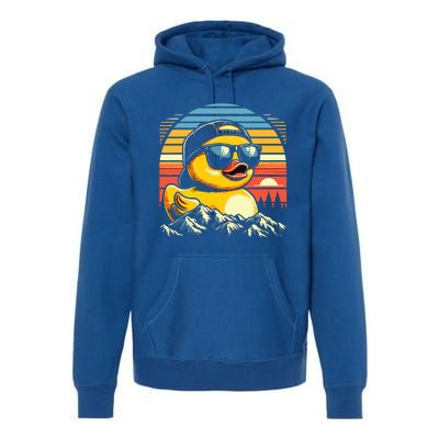 Vintage Cool Duck with Sunglasses & Mountain View  Premium Hoodie