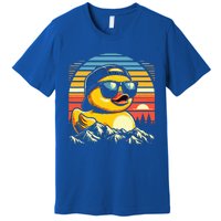 Vintage Cool Duck with Sunglasses & Mountain View  Premium T-Shirt