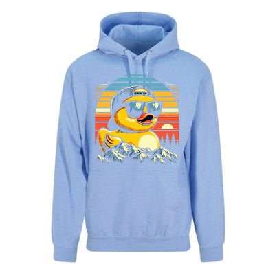 Vintage Cool Duck with Sunglasses & Mountain View  Unisex Surf Hoodie