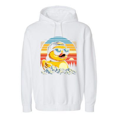 Vintage Cool Duck with Sunglasses & Mountain View  Garment-Dyed Fleece Hoodie