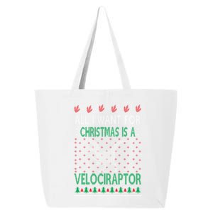 Velociraptor Christmas Dinosaur Ugly Christmas Style Gift 25L Jumbo Tote