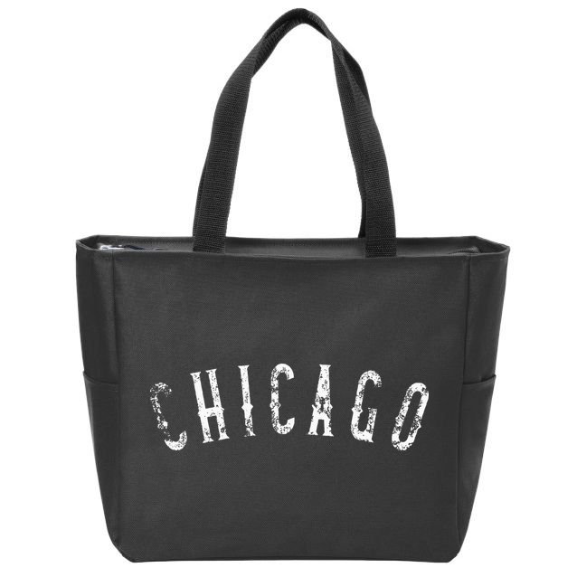 Vintage Chicago Distressed Zip Tote Bag