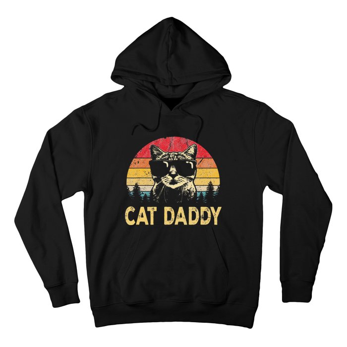 Vintage Cat Daddy Funny Cat Lover Cat Dad Fathers Hoodie