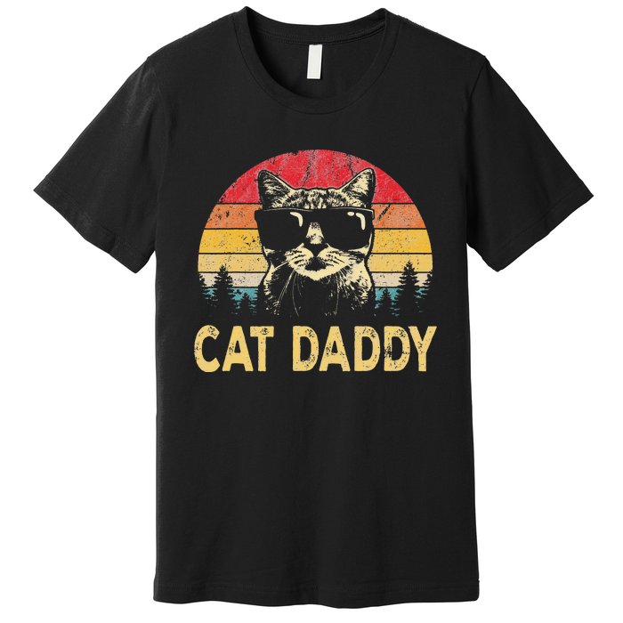 Vintage Cat Daddy Funny Cat Lover Cat Dad Fathers Premium T-Shirt