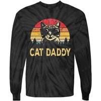 Vintage Cat Daddy Funny Cat Lover Cat Dad Fathers Tie-Dye Long Sleeve Shirt