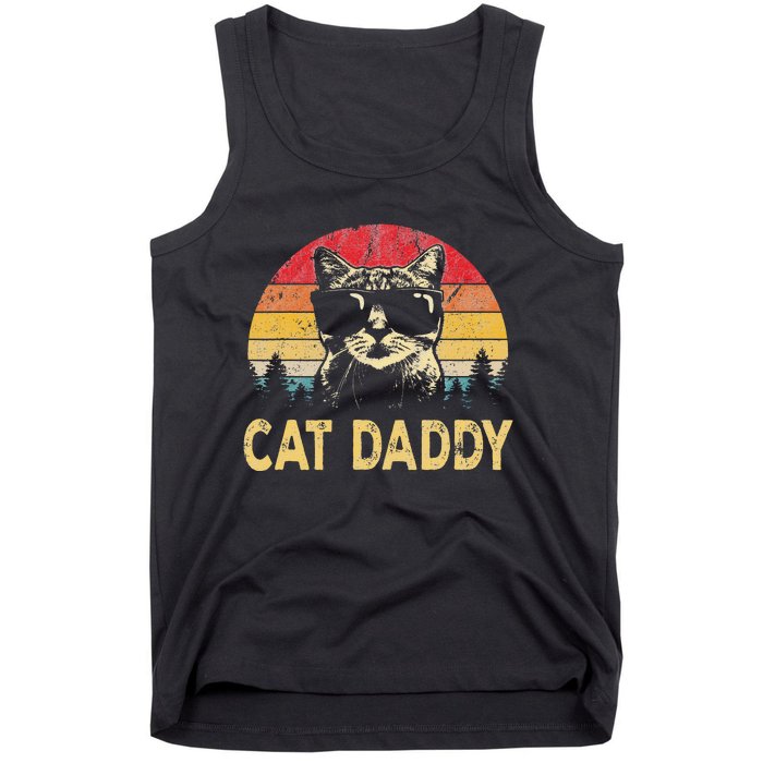 Vintage Cat Daddy Funny Cat Lover Cat Dad Fathers Tank Top