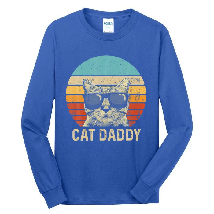 Vintage Cat Daddy Funny Cat Lover Gift Cat Dad Fathers Gift Tall Long Sleeve T-Shirt