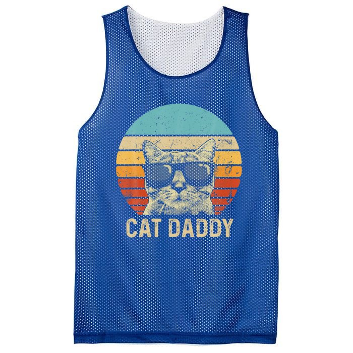 Vintage Cat Daddy Funny Cat Lover Gift Cat Dad Fathers Gift Mesh Reversible Basketball Jersey Tank